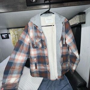 Natural Reflections Blue and Orange Utility Jacket with Sherpa Lining